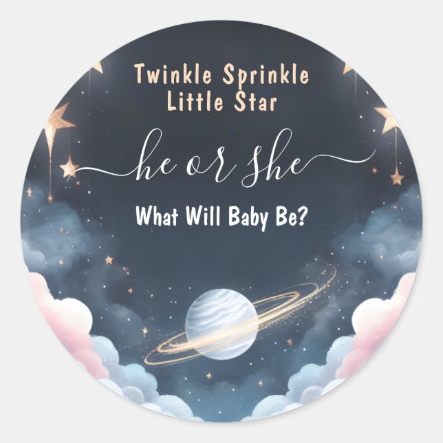 Adesivo Pela Nuvem Twinkle Twinkle Pequena Revelação de Gê (Frente)