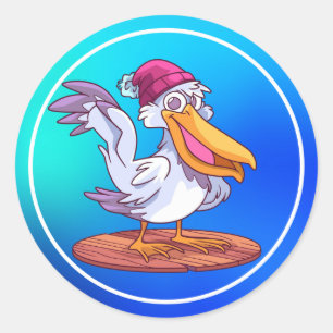 Adesivo Pelicano de Natal Desenhado à Mão Cartoon