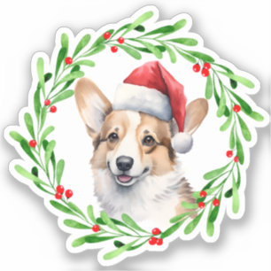 Adesivo Pembroke Welsh Corgi Cachorro de Natal Puppy Vinil
