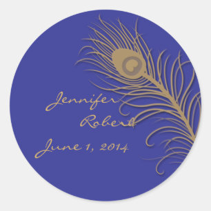 Adesivo Pena do pavão no selo do envelope do ouro e do