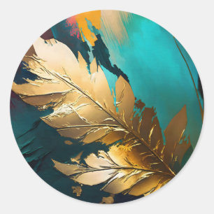 Adesivo Pena Dourada – Elegância Abstrata Luxuosa