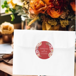 Adesivo Pena Vermelha Brilhante de Casamento Chinês