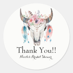 Adesivo Penas boémias chiques de Boho & partido do crâni