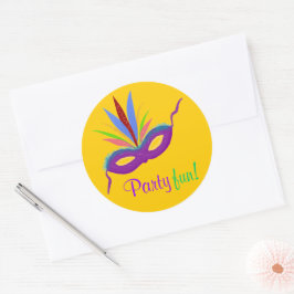 Adesivo Penas com máscara púrpura Mardi Gras Party Orange