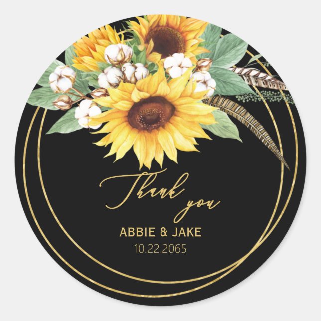 Adesivo Penas de Girassol Elegante Negra (Frente)