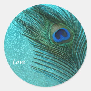Adesivo Penas de Pavão Azul Aqua Metálico