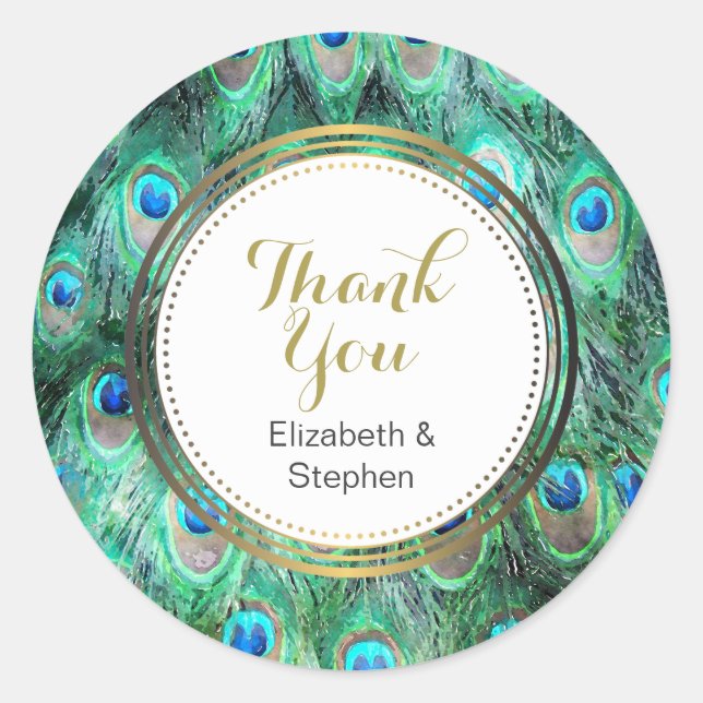 Adesivo Penas de Peacock Exóticas Vias Aquáticas Agradeço (Frente)