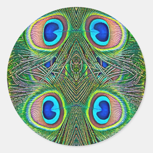 Adesivo Penas de Peacock Kaleidoscope Impressão (Frente)
