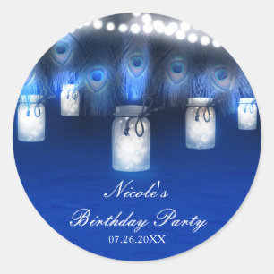 Adesivo Penas do pavão, frasco de pedreiro & luzes da