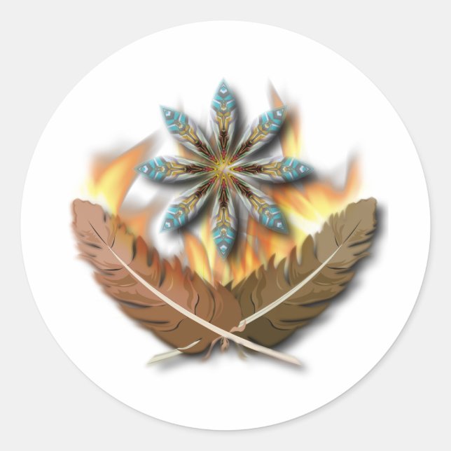 Adesivo penas e chamas nativas de gavião-cauda-vermelha (Frente)