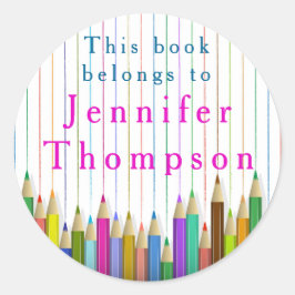 Adesivo Pêncil De Arte Colorido Voltar Ao Personalizado Da