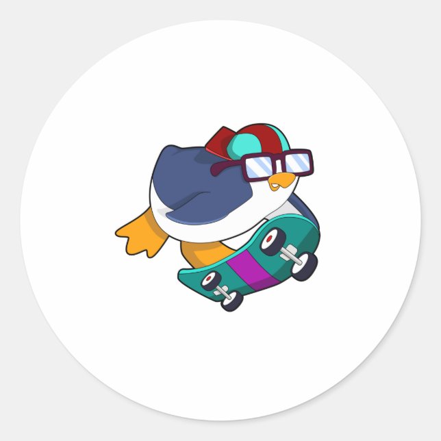 Adesivo Penguin as Skater with Skateboard (Frente)