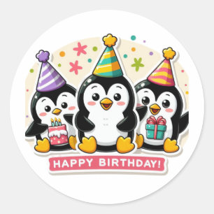 Adesivo Penguin Birthday Bash