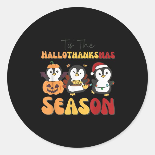 Adesivo Penguin Christmas Halloween Tis' The Hallothanksma (Frente)