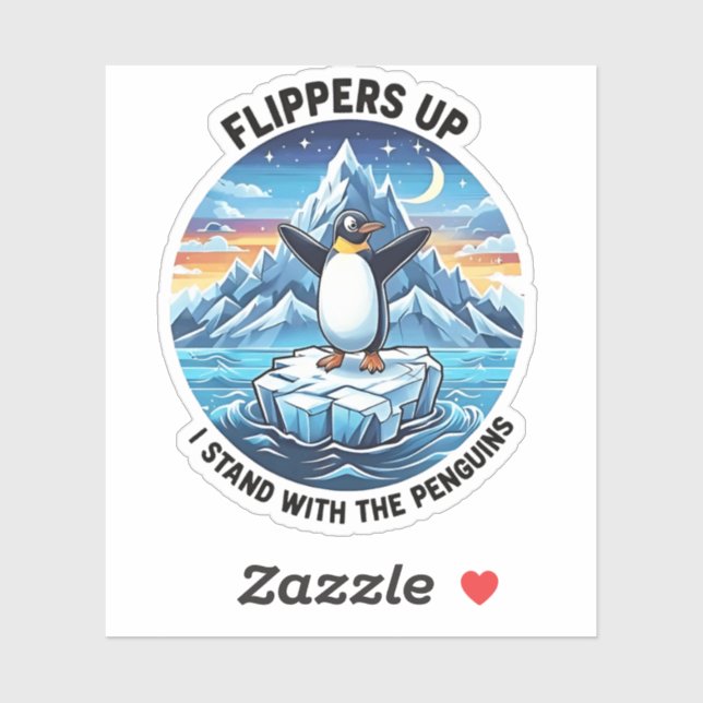 Adesivo Penguin Engraçado Resiste Protesto Contra Tarrifs (Folha)