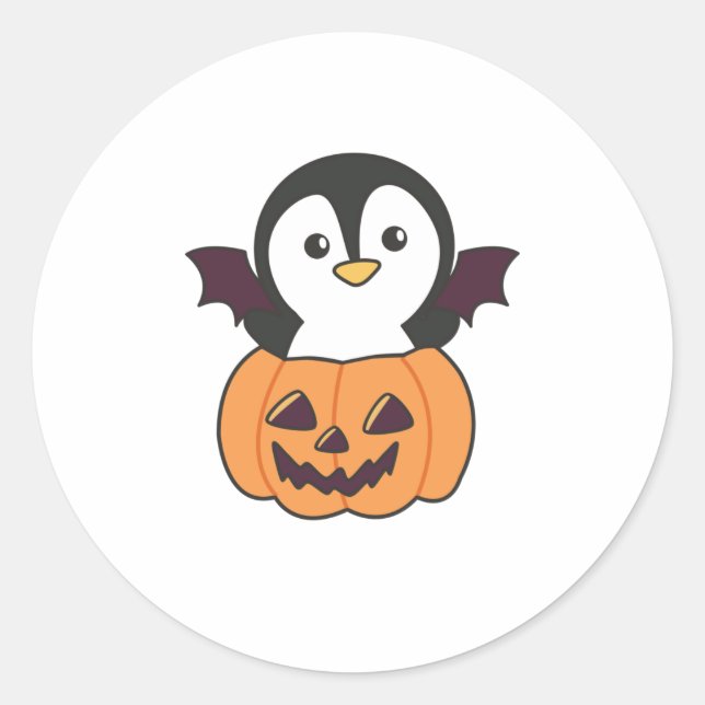 Adesivo Penguin Halloween Pumpkin Bat Costume (Frente)