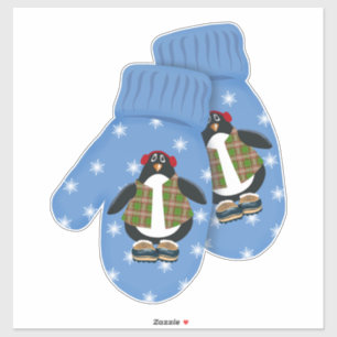 Adesivo Penguin Mittens Natal bonito — Grande