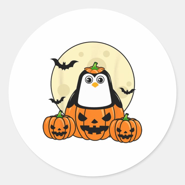 Adesivo Penguin Pumpkin Moon Ts Fofo Fácil (Frente)