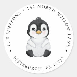 Adesivo Penguin Return Address Classic Round Sticker