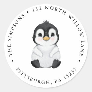 Adesivo Penguin Return Address Classic Round Sticker