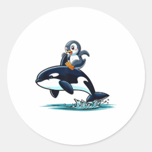 Adesivo Penguin Riding Orca Costume Sea Kids