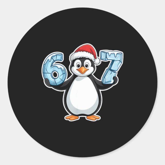 Adesivo Penguin Santa Hat 67 Icy Numbers Christmas Birthda (Frente)