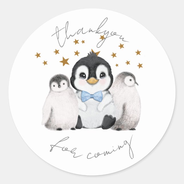 Adesivo Penguin Star Party - Obrigado Sticker (Frente)