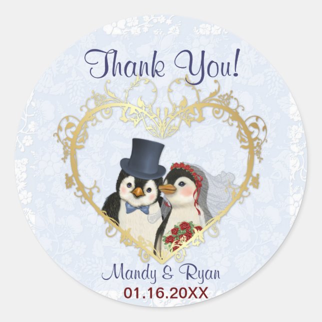 Adesivo Penguin Wedding Seal- Obrigado (Frente)