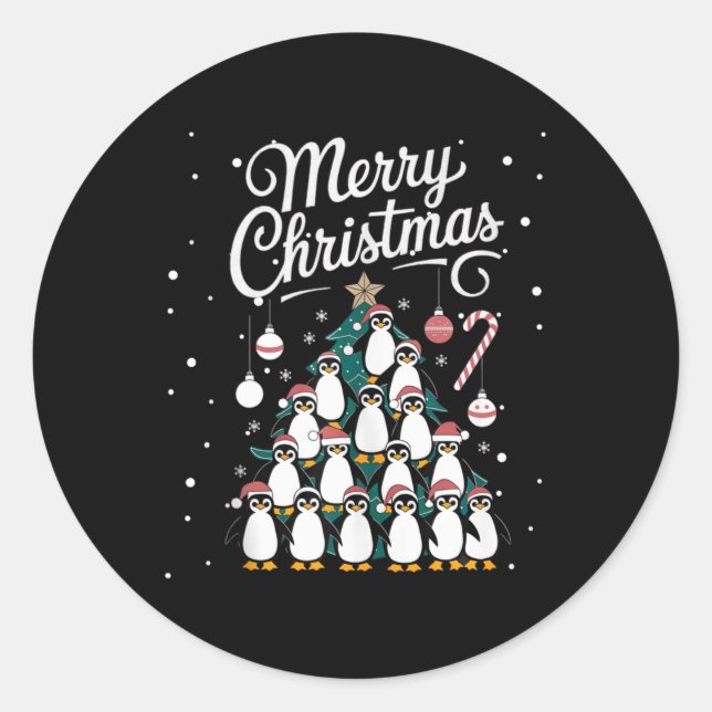 Adesivo Penguin Xmas Tree Penguine Árvore de Natal Ch (Frente)