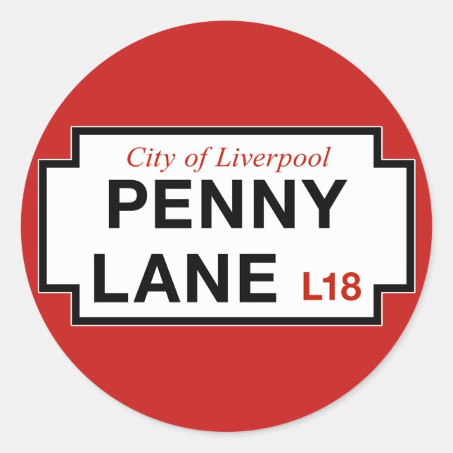 Adesivo Penny Lane, Street Sign, Liverpool, Reino Unido (Frente)