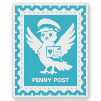 Adesivo Penny Post Mascot Postage Stamp Design