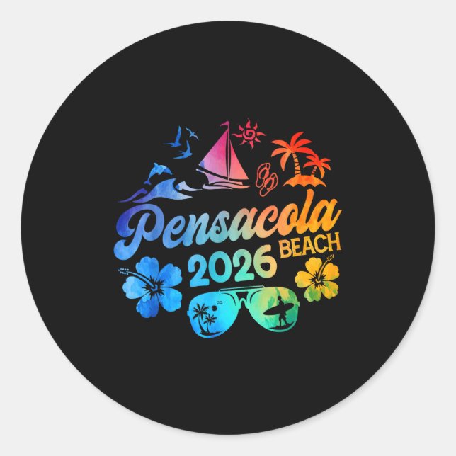 Adesivo Pensacola Beach Florida 2026 Vacation Tie Dye Summ (Frente)