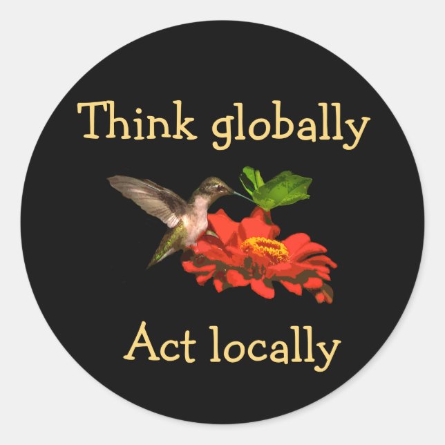 Adesivo Pense no Globo Act Localmente Hummingbird Sticker (Frente)