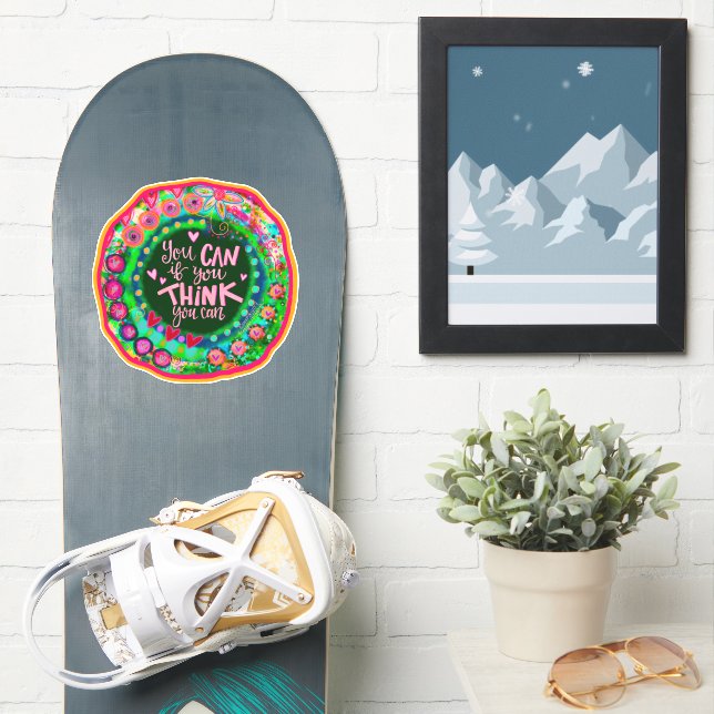 Adesivo Pense Que Pode Divertir-Se Com Inspirividade Color (Prancha de snowboard)
