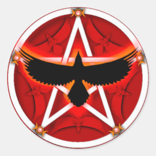 Adesivo Pentacle do corvo - vermelho
