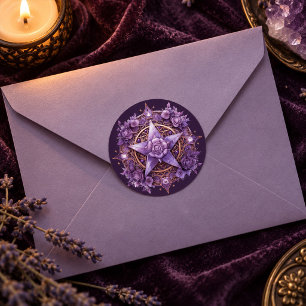 Adesivo Pentáculo Rosa Mística – Selo Roxo Bruxo
