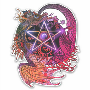 Adesivo Pentágono do estilo Dragon art nouveau