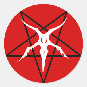 Adesivo Pentagram simplificado de Baphomet - vermelho