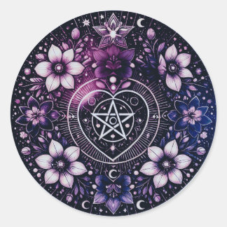Adesivo Pentagrama Celestial com Flores