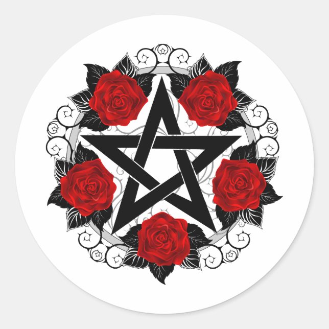 Adesivo Pentagrama com Rosas vermelhas (Frente)