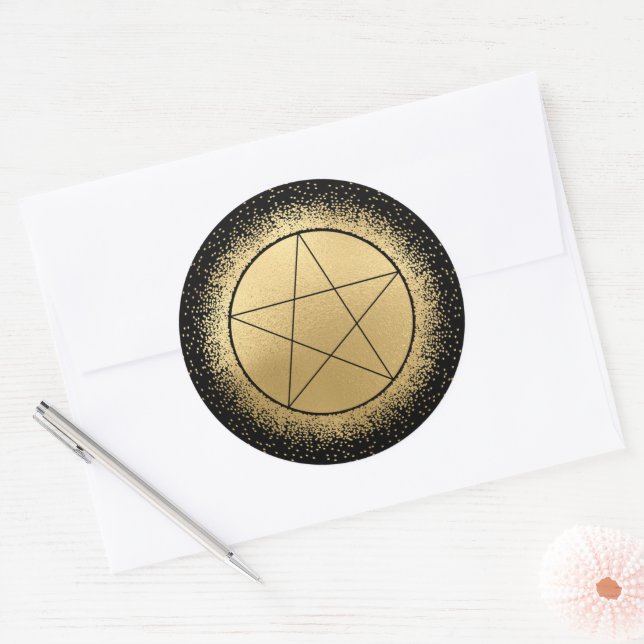 Adesivo Pentagrama Dourado e negro (Envelope)