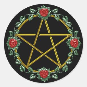 Adesivo Pentagrama Dourado Rosa Pagan Pentagram