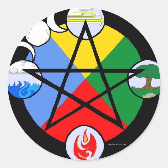 Adesivo Pentagrama elementar (Frente)