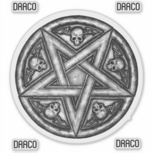 Adesivo Pentagrama Gótico Wicca Skulls Vinyl Cutout Stick