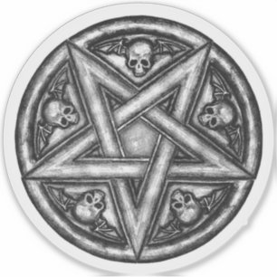 Adesivo Pentagrama Gótico Wicca Skulls Vinyl Cutout Stick