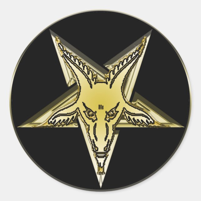 Adesivo Pentagrama invertido com cabeça de Ouro (Frente)