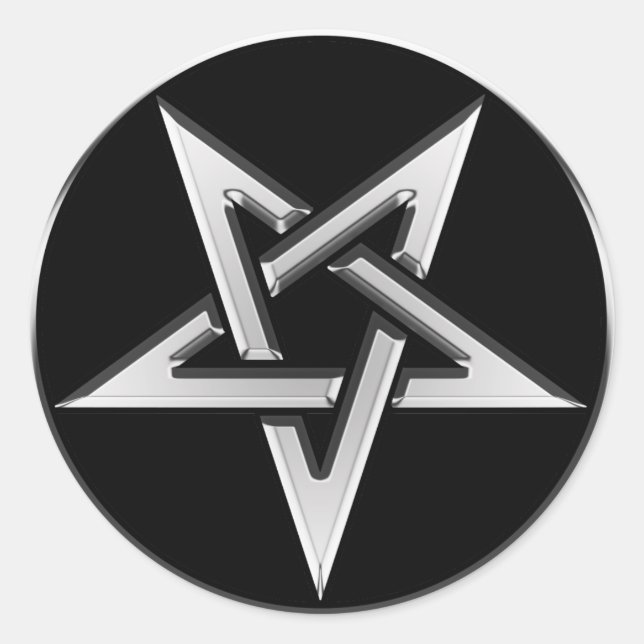 Adesivo Pentagrama Invertido de Prata (Frente)