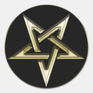 Adesivo Pentagrama Invertido Dourado