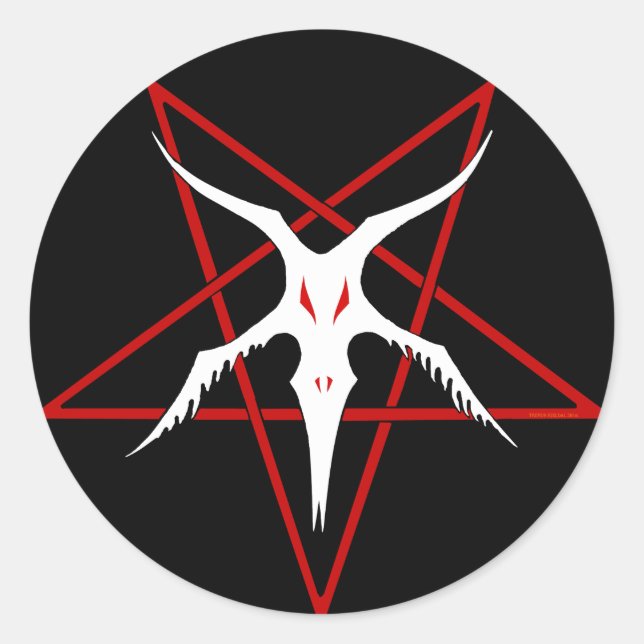 Adesivo Pentagrama simplificado no Baphomet - Preto (Frente)