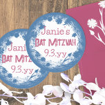 Adesivo Pentes De Bat Mitzvah, Flores, Cor-De-Rosa Azul<br><div class="desc">Personalize seu próprio adesivo favorito do partido azul e rosa para sua celebração do Bat Mitzvah! Esmaecimento branco e bonito é atraente com suas fontes cor-de-rosa e trabalho de arte botânico azul. Use esta etiqueta de aniversário azul e rosa personalizada para envelopes ou sacos-presente! Perfeito para paletas cor-de-rosa-claro-marinho, cinza azul-claro....</div>
